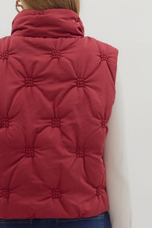 ENTRO INC Women's Vest High Neck Sleeveless Zip-Front Quilted Puffer Vest