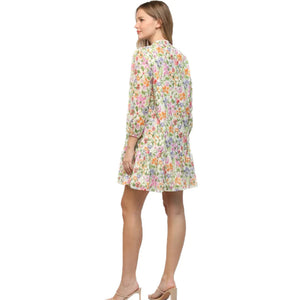 FATE BY LFD Women's Dresses Floral Print Cotton Voile Lace Insert Hem Dress || David's Clothing