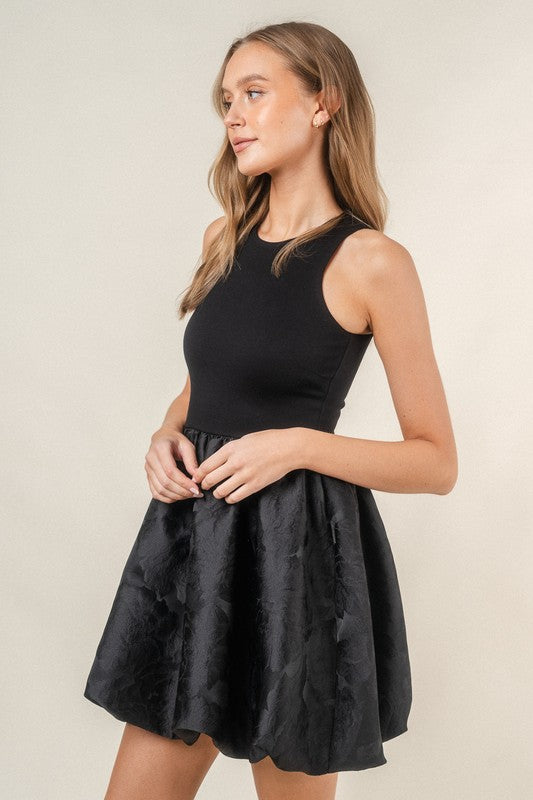 FORE COLLECTION Women's Dresses Round Neck Non-slv Bubble Hem Mini Dress