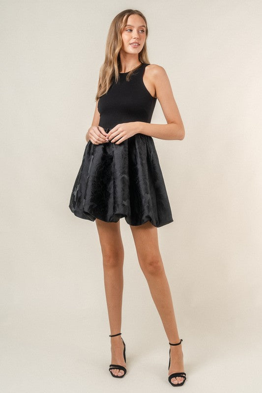 FORE COLLECTION Women's Dresses Round Neck Non-slv Bubble Hem Mini Dress