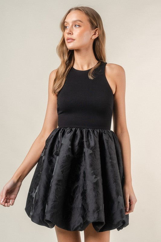 FORE COLLECTION Women's Dresses Round Neck Non-slv Bubble Hem Mini Dress