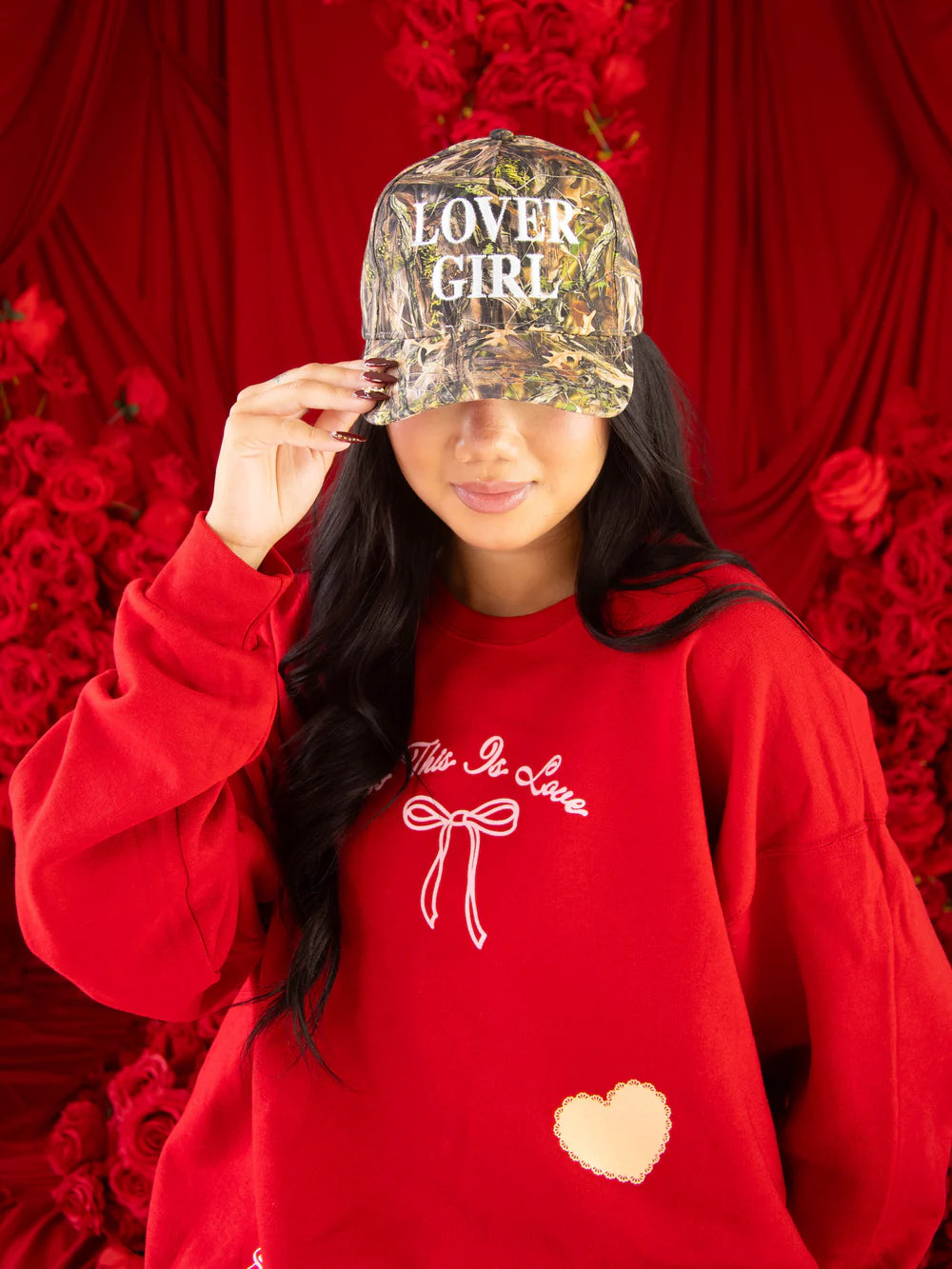 FRIDAY AND SATUR Women's Hat CAMO / - Friday + Saturday Lover Camo Trucker Hat LOVERCAMOII