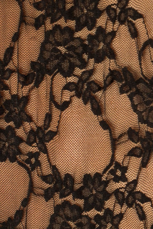 Gilli Clothing Women's Top Long Sleeve Merrow Hem Floral Mesh Top