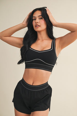 GLOWIE Accessories Contrast Thread Sports Bra