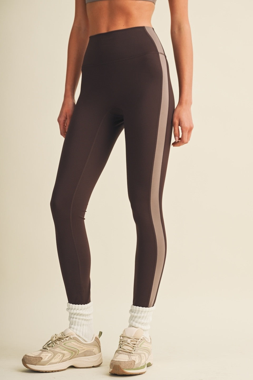 GLOWIE Women's Pants Side Contrast Block Legging
