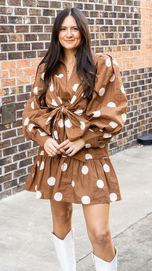 HEYSON Women's Dresses Polka Dot Long Sleeve Dress