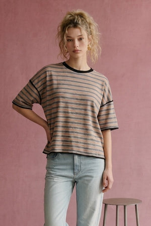 HEYSON Women's Tee Vintage Stripe Relaxed Tee