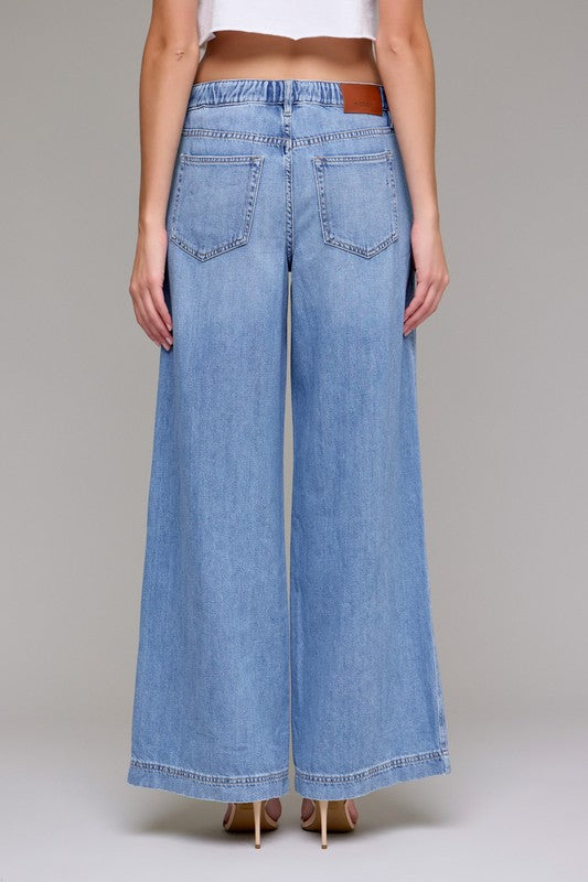 HIDDEN JEANS Women's Jeans Hidden Jeans Light Wash Super Soft Elastic Waistband Wide Leg