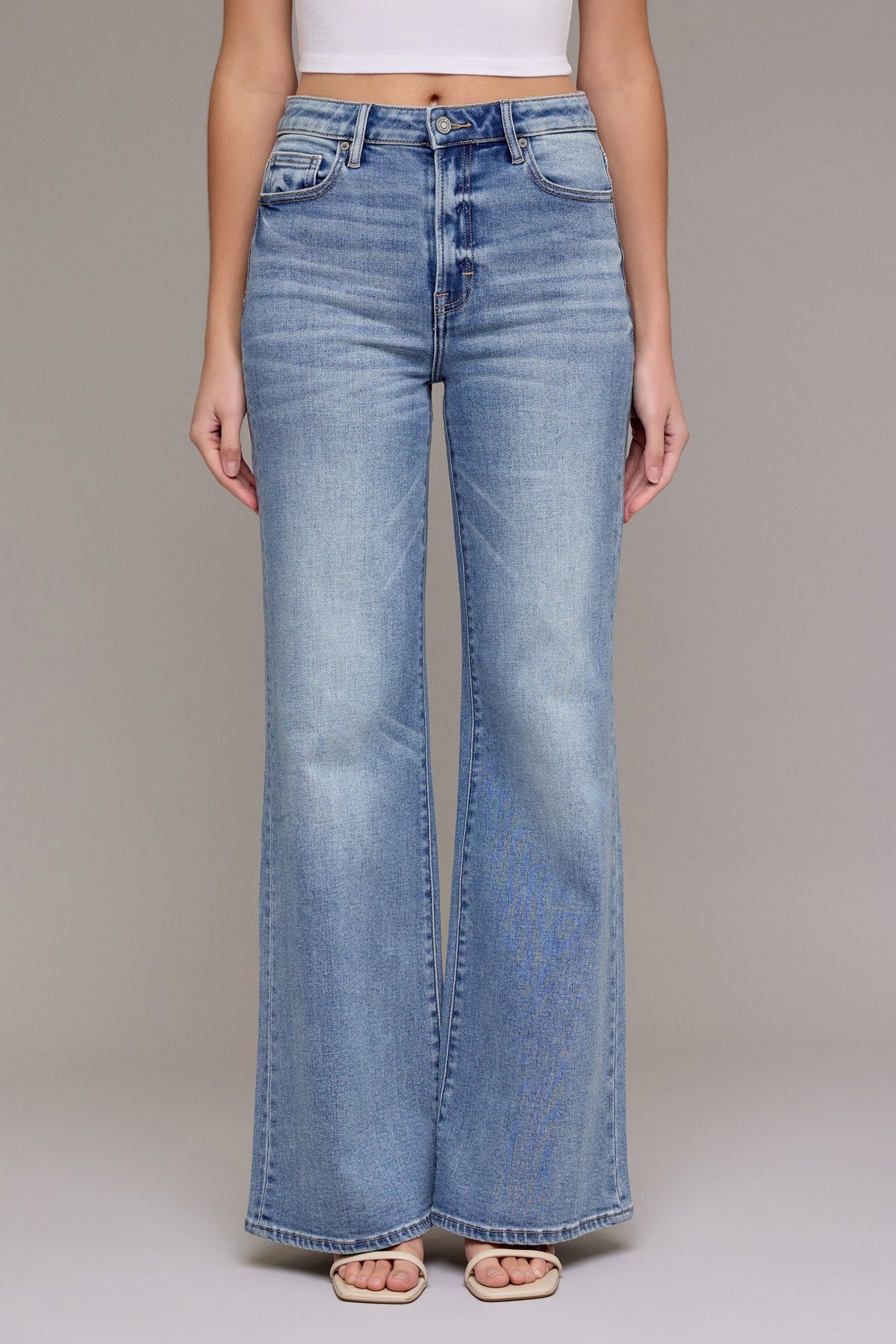 HIDDEN JEANS Women's Jeans Hidden Jeans Medium Vintage Clean High Rise Wide Comfort Flare