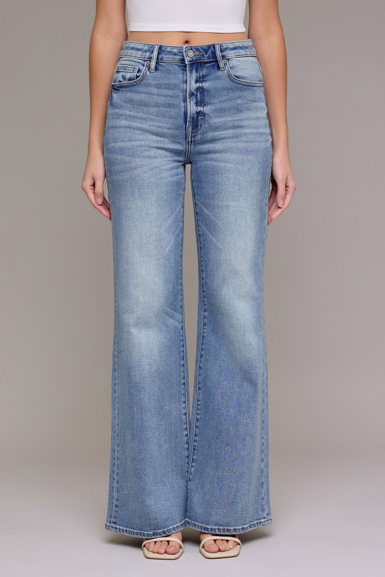 HIDDEN JEANS Women's Jeans Hidden Jeans Medium Vintage Clean High Rise Wide Comfort Flare