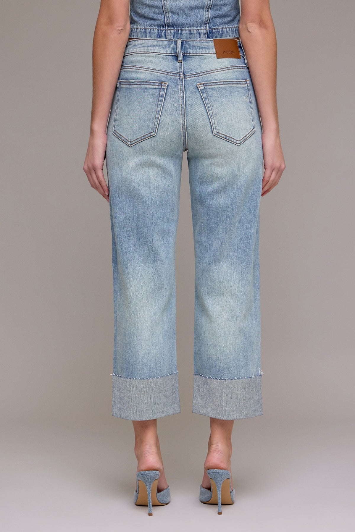 HIDDEN JEANS Women's Jeans Hidden Jeans Vintage Wash High Rise Cuffed Wide Straight