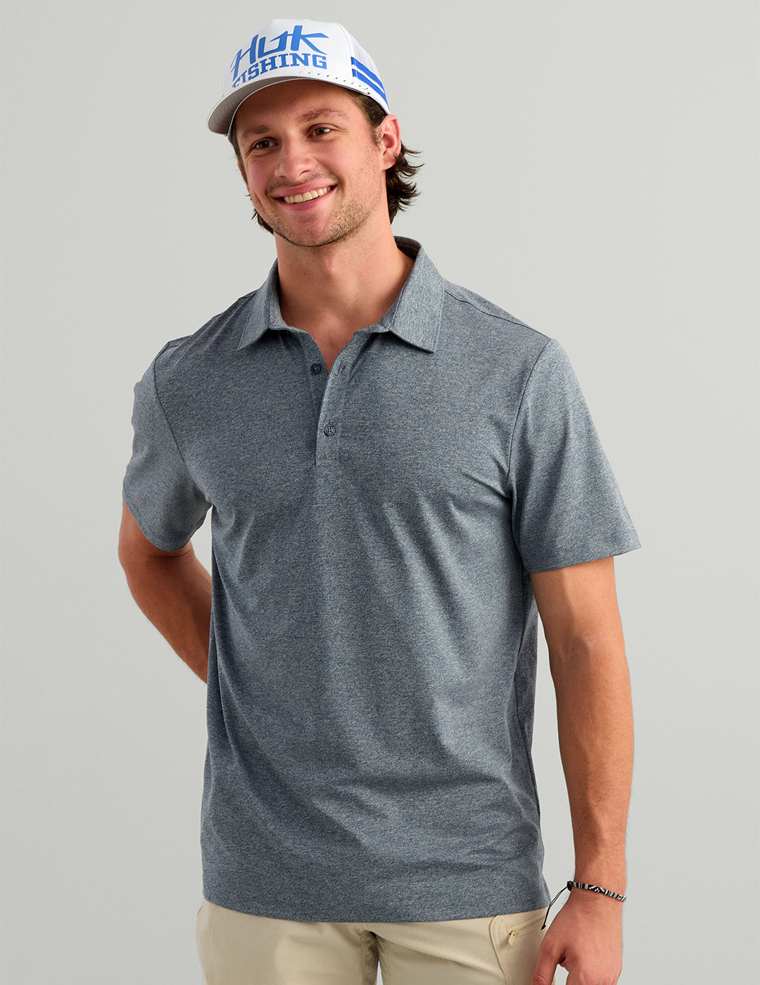 HUK FISHING Men's Polo STORMY BLU HTHR / S Huk Pursuit Performance Polo H1200558442