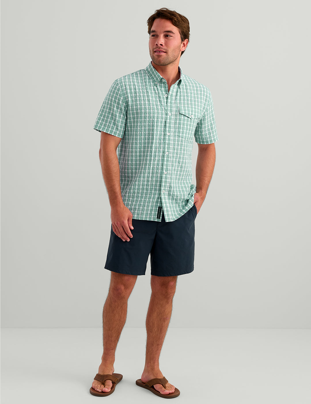 HUK FISHING Men's Sport Shirt Huk Chatham Plaid Short Sleeve Shirt