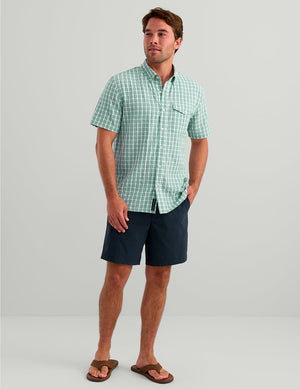 HUK FISHING Men's Sport Shirt Huk Chatham Plaid Short Sleeve Shirt