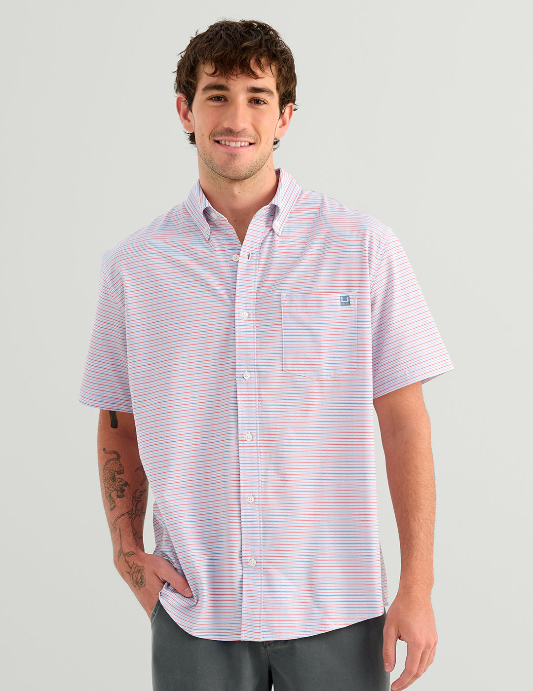 HUK FISHING Men's Sport Shirt MINERAL RED PIER PLAID / S Huk Kona Button-Down H1500212566