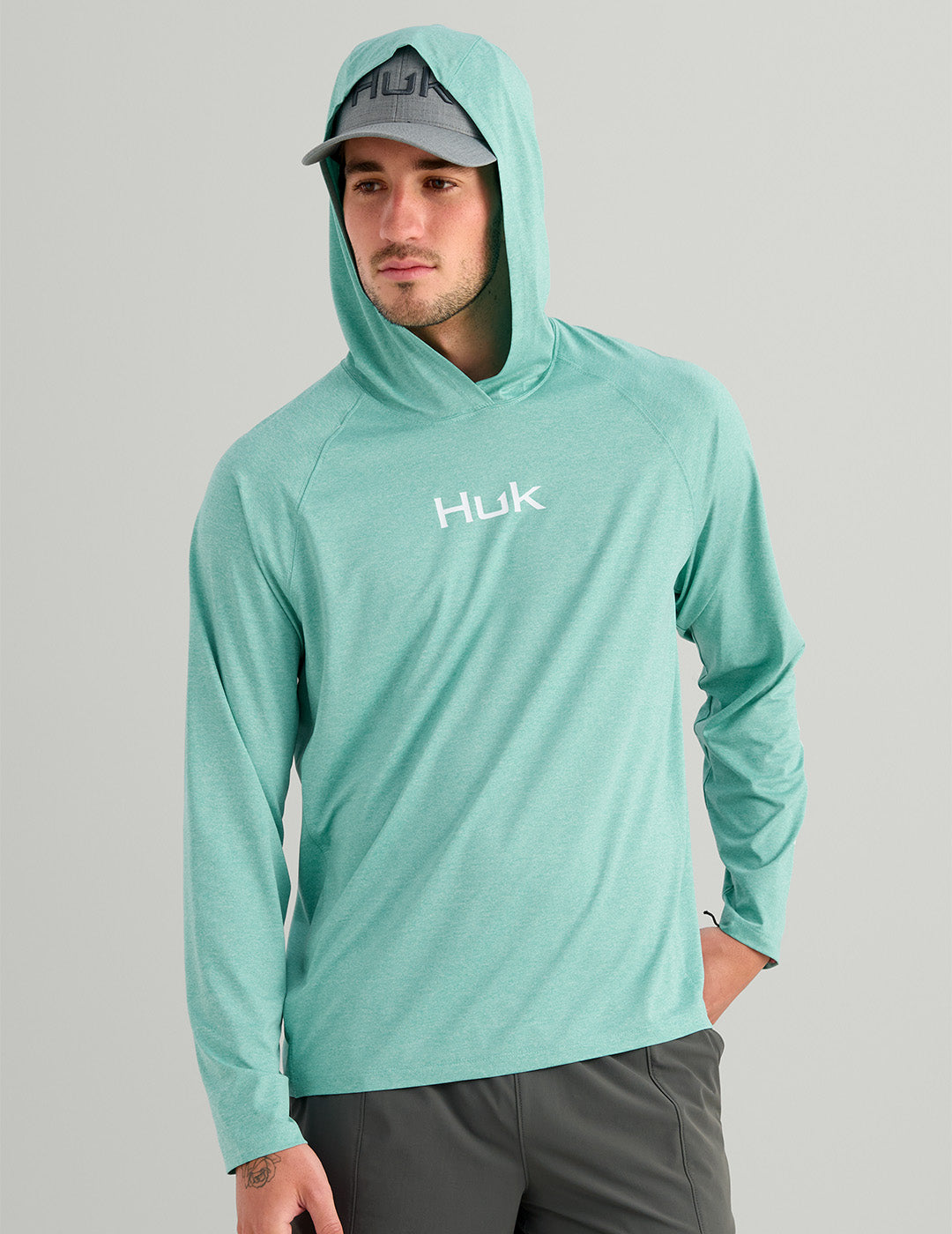 HUK FISHING Men's Tees Huk Airweight Long Sleeve Hoodie