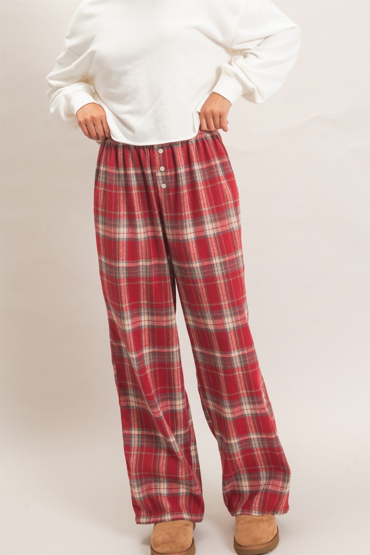HYFVE INC. Women's Pants Plaid Wide-leg Pants