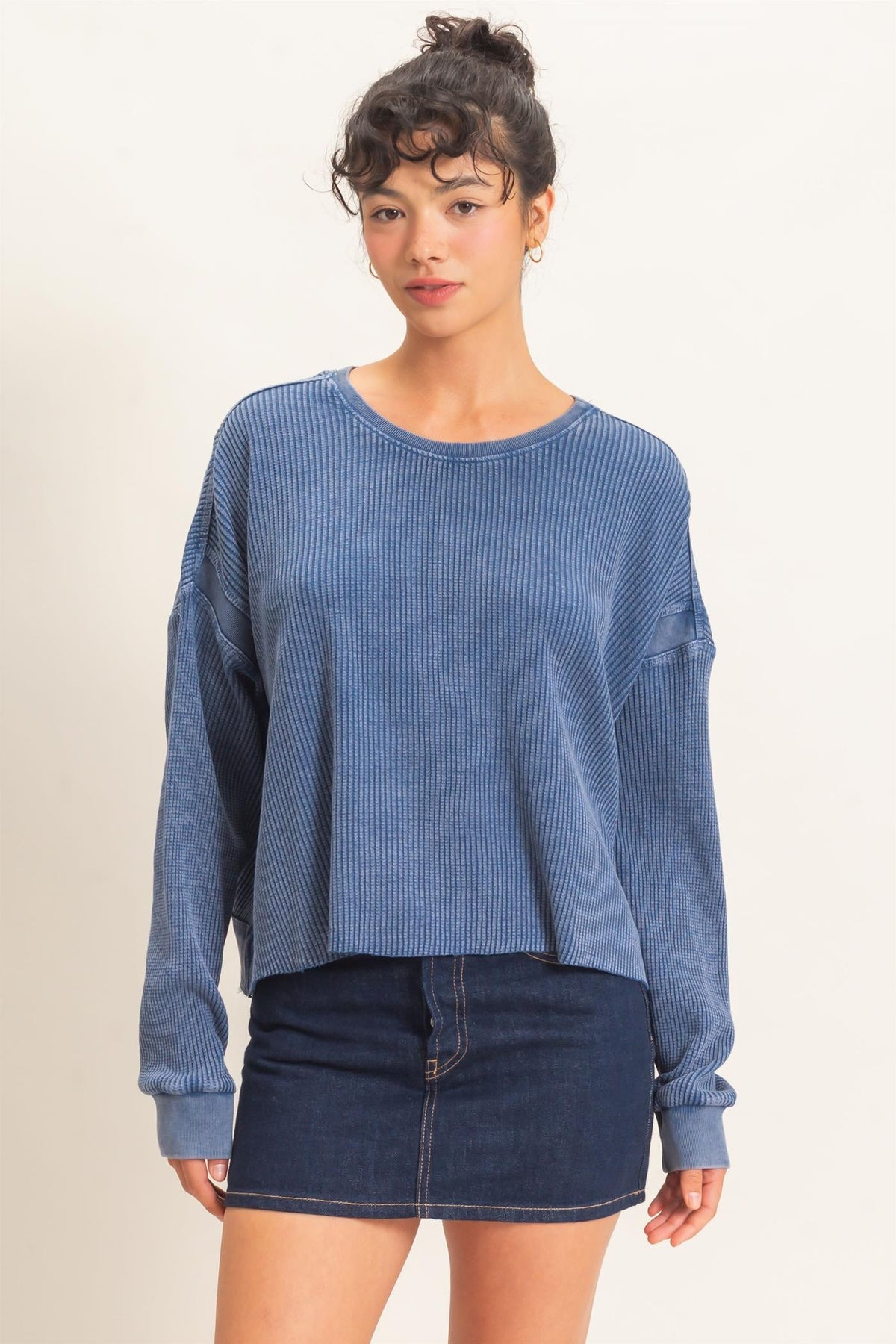 HYFVE INC. Women's Top Mineral Wash Waffle Open Back Top