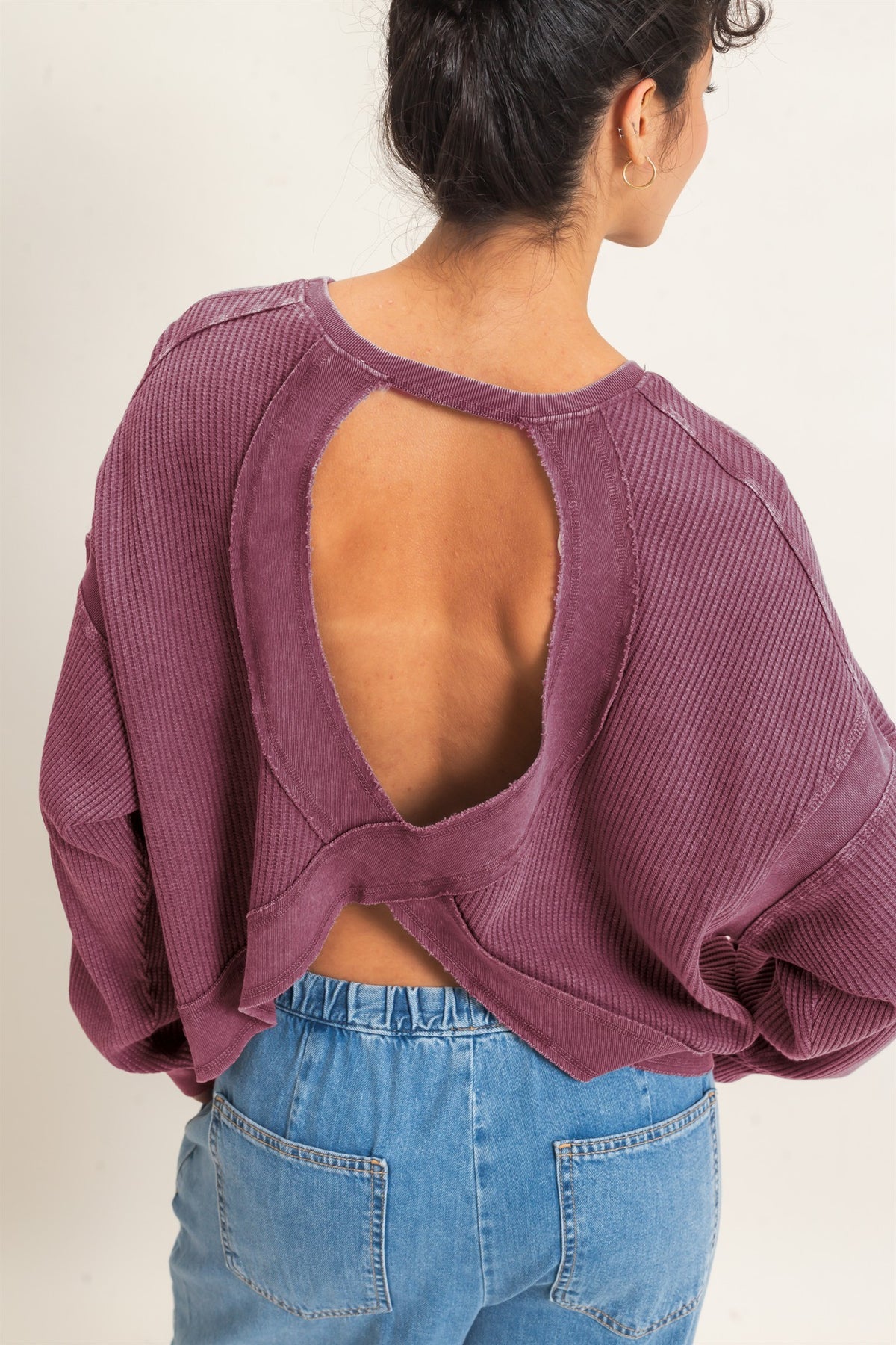 HYFVE INC. Women's Top Mineral Wash Waffle Open Back Top