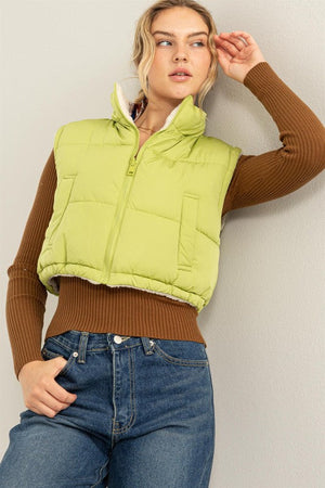 HYFVE INC. Women's Top PALE OLIVE / S Style Freak Reversible Puffer Vest || David's Clothing DZ23F804
