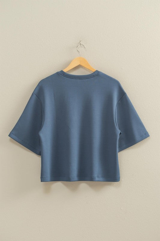 HYFVE INC. Women's Top Scuba Drop Shoulder Everyday Basic Top || David's Clothing