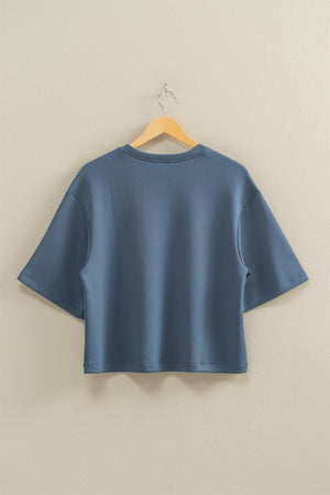 HYFVE INC. Women's Top Scuba Drop Shoulder Everyday Basic Top || David's Clothing