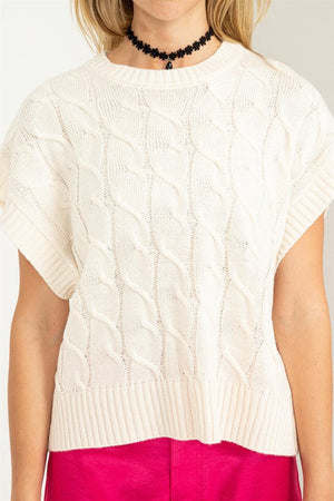 HYFVE INC. Women's Top Sleeveless Oversized Cable Knit Sweater Vest || David's Clothing