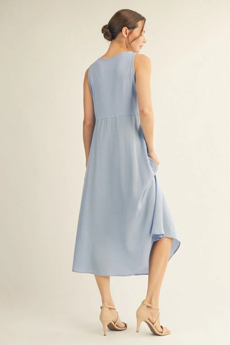 Front Pleat Detail Solid Mix Match Dress