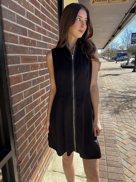 jodifl black dress Sleeveless High Neck Front Zip up Casual while the tiered design Color:Black/Brown Elegant Black Wedding Dresses 2xl