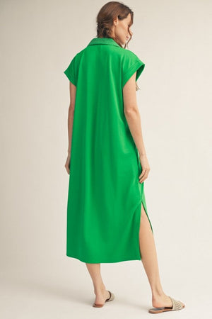 JODIFL Women's Dresses Stitch Detail Side Slit Hem Midi Dress