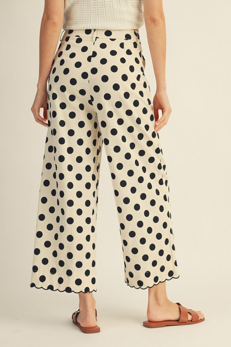 JODIFL Women's Pants High Waist Wide Leg Polka Dot Pants