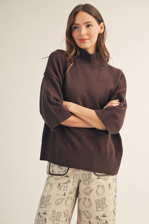 JODIFL Women's Sweaters BROWN / S Comfy Turtle Neck Sweater Top G51018