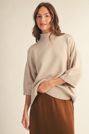 JODIFL Women's Sweaters OATMEAL / S Comfy Turtle Neck Sweater Top G51018