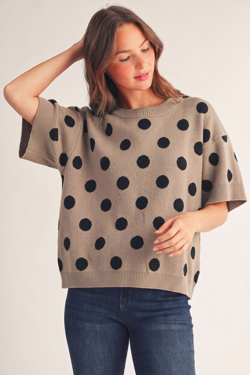 JODIFL Women's Sweaters Polka Dot Comfy Sweater Top