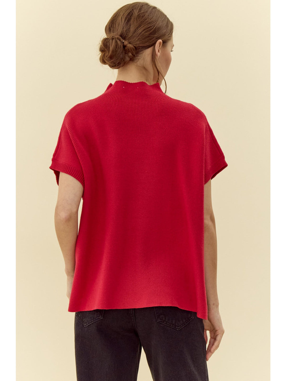 JODIFL Women's Sweaters Ribbed knit Short Dolman Sleeves Top || David's Clothing