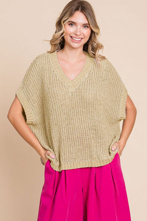 JODIFL Women's Sweaters TAUPE / S Thick Knit Boxy Top || David's Clothing H11267