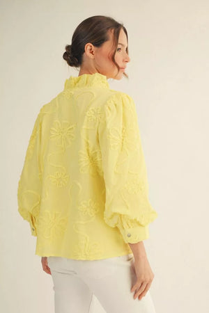 JODIFL Women's Top Button Down 3d Floral Top