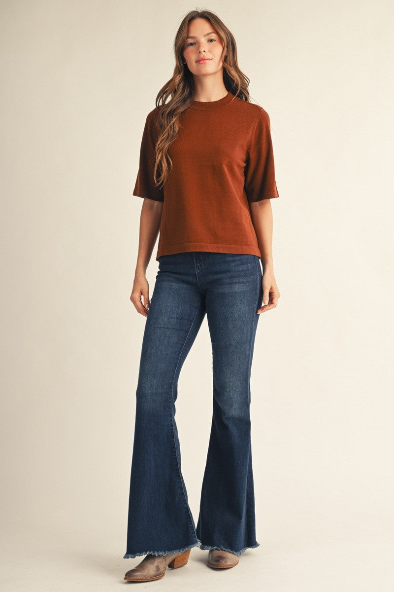 JODIFL Women's Top Round Neck Comfy Sweater Top