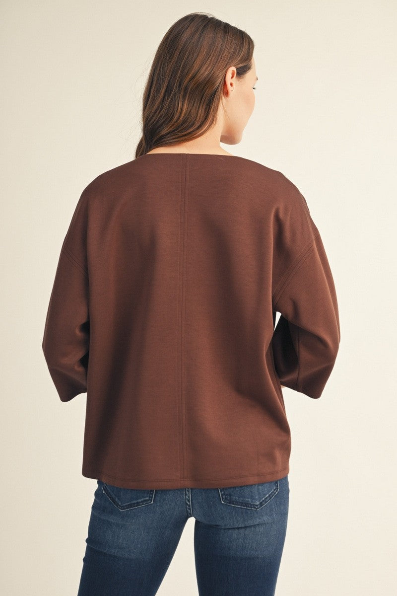 JODIFL Women's Top Soft Textured V-Neck Top | David's Clothing