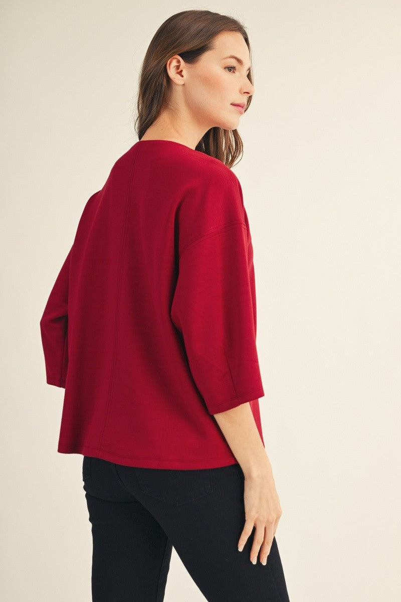 JODIFL Women's Top Soft Textured V-Neck Top | David's Clothing