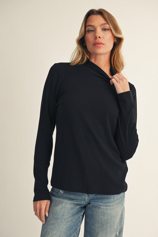 JODIFL Women's Top BLACK / S Solid Basic Mock Neck Top G14634