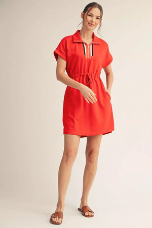 JODIFL Women's Top Stripe Detail Casual Scuba Dress