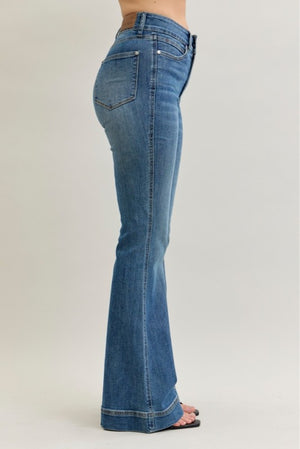 JUDY BLUE Women's Jeans Judy Blue High Waist Flare Tummy Control Double Button Wb