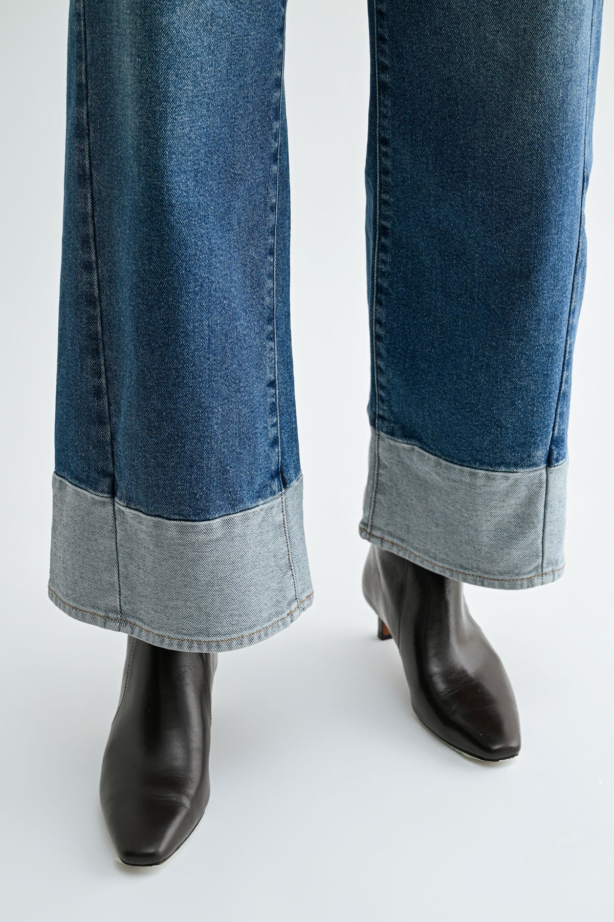 JUST BLACK DENIM Women's Jeans JBD Two Toned Hem Seamed Slim Wide