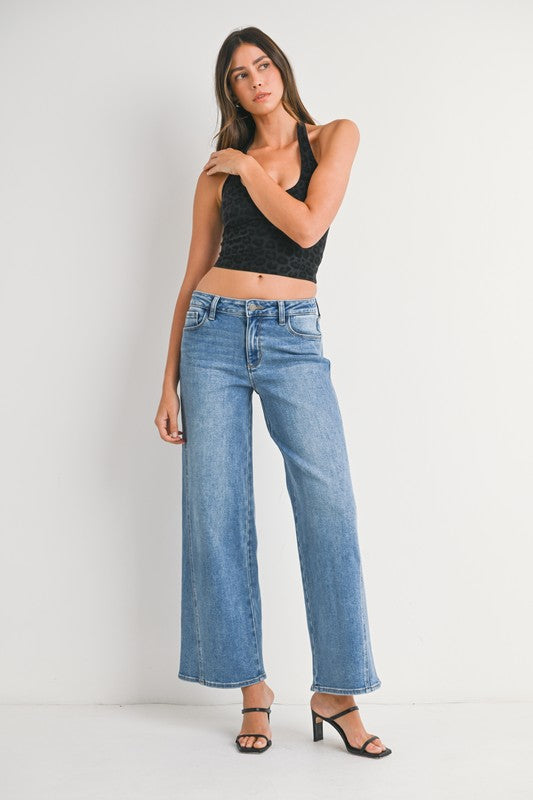 JUST BLACK DENIM Women's Jeans Seamed Wide Leg || David's Clothing