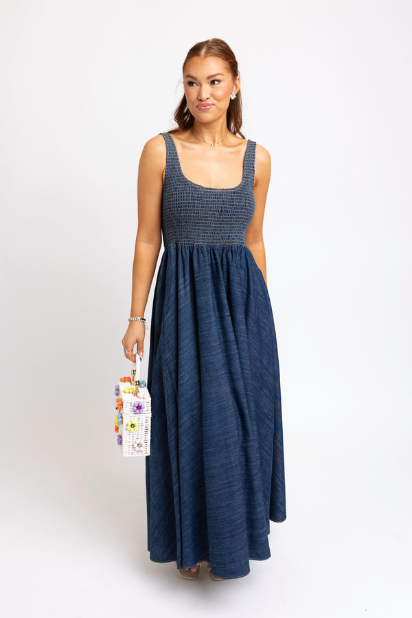 Karlie Denim Smock Tank Dress