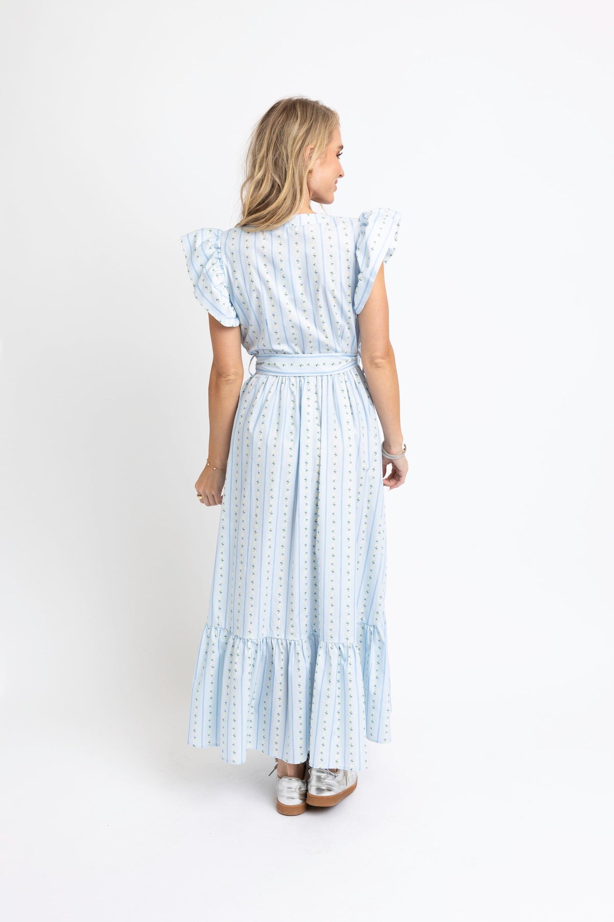 KARLIE CLOTHES Women's Dresses Karlie Floral Stripe Ric Rac Trim Maxi Dress