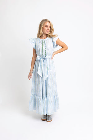 KARLIE CLOTHES Women's Dresses Karlie Floral Stripe Ric Rac Trim Maxi Dress