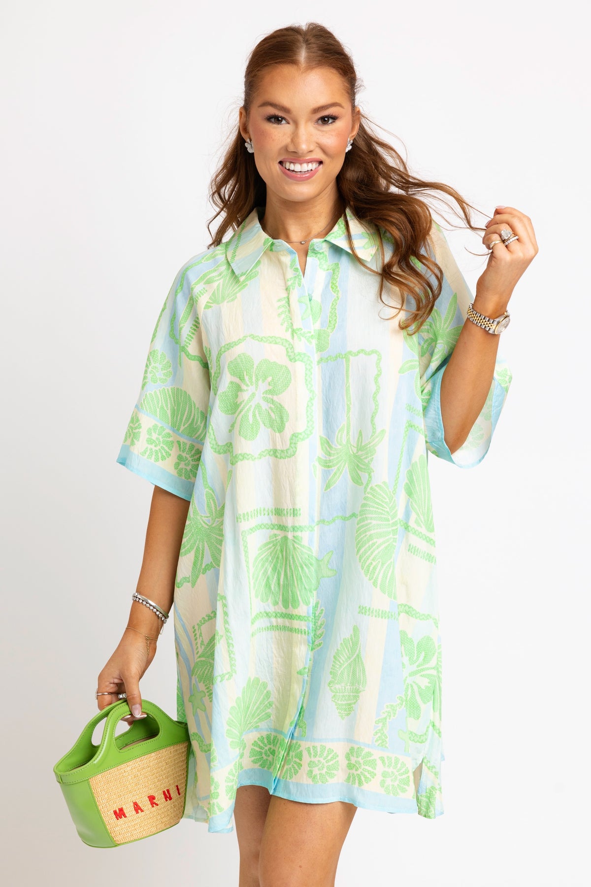 KARLIE CLOTHES Women's Dresses Karlie Sea Shell Stripe Dress