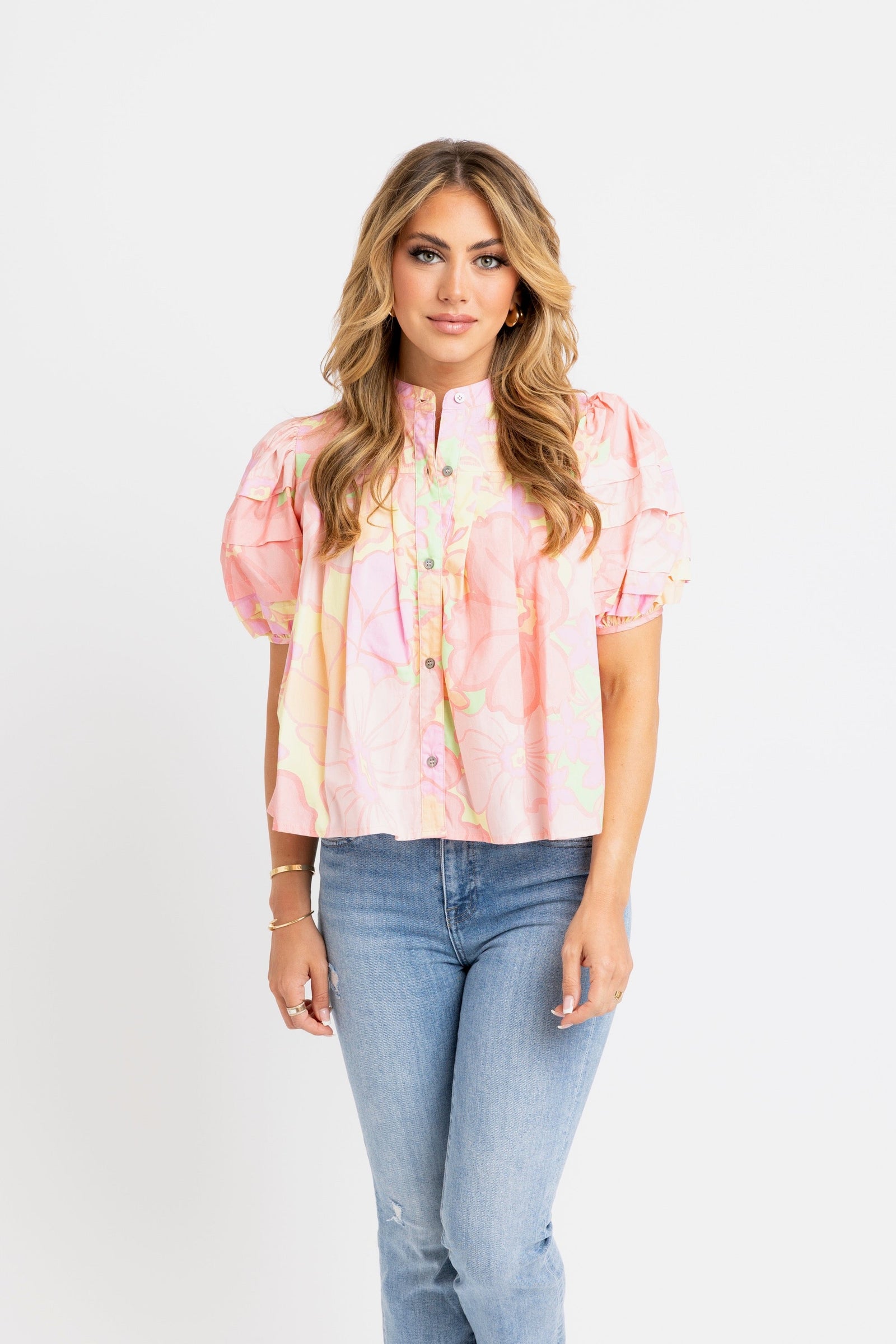 KARLIE CLOTHES Women's Top 224 FLORAL PASTEL PL